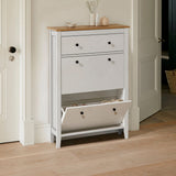 Sandhurst Shoe Cabinet - 3 Door - White & Oak Effect - Laura James 
