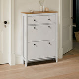 Sandhurst Shoe Cabinet - 3 Door - White & Oak Effect - Laura James 