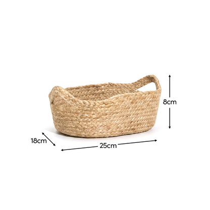 Satara 22x30cm Oval Jute Basket - Whitewash - Laura James 