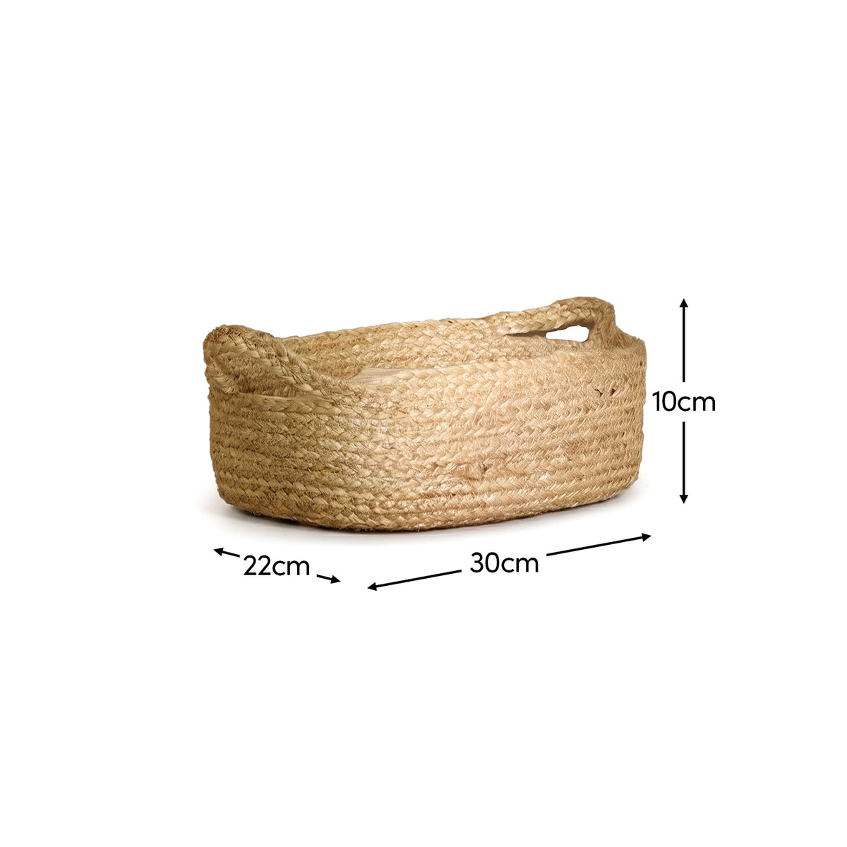 Satara 26x35cm Oval Jute Basket - Whitewash - Laura James 