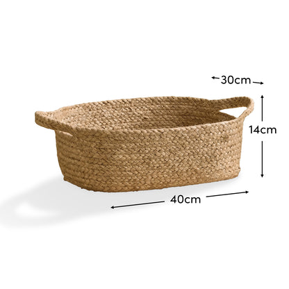 Satara 30x40cm Oval Jute Basket - Whitewash