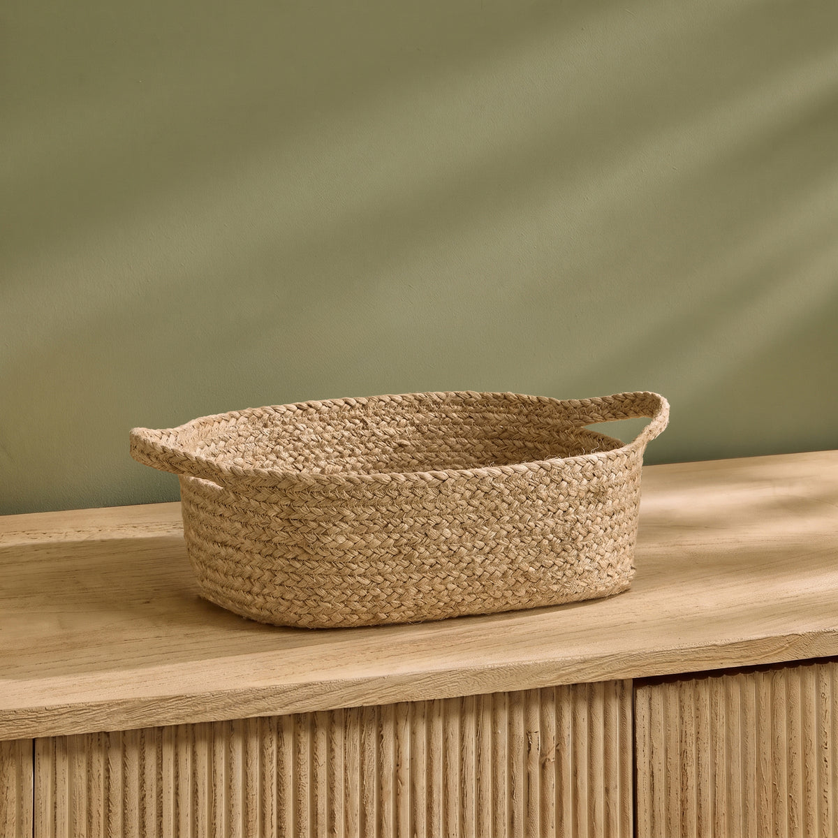 Satara 30x40cm Oval Jute Basket - Whitewash