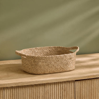 Satara 30x40cm Oval Jute Basket - Whitewash