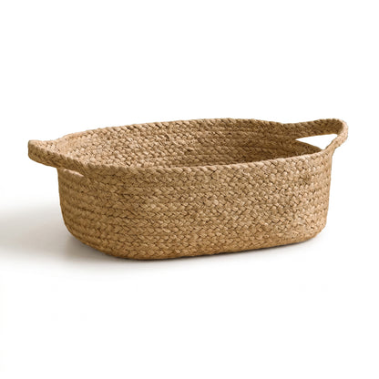 Satara 34x45cm Oval Jute Basket - Whitewash