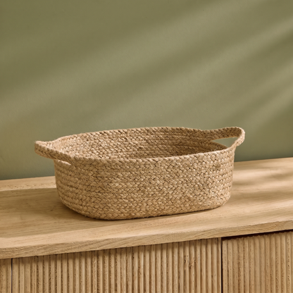 Satara 34x45cm Oval Jute Basket - Whitewash