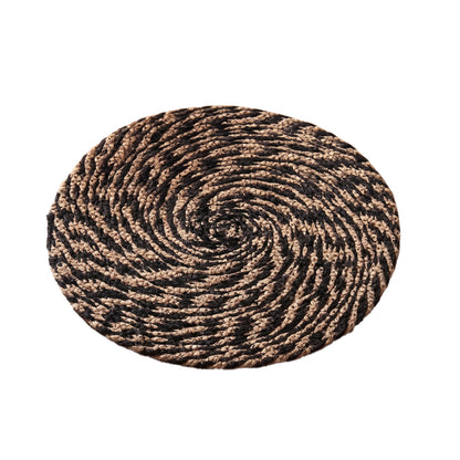 Satara 35cm Round Jute Placemats - Set of 4 - Whitewash & Black Marl