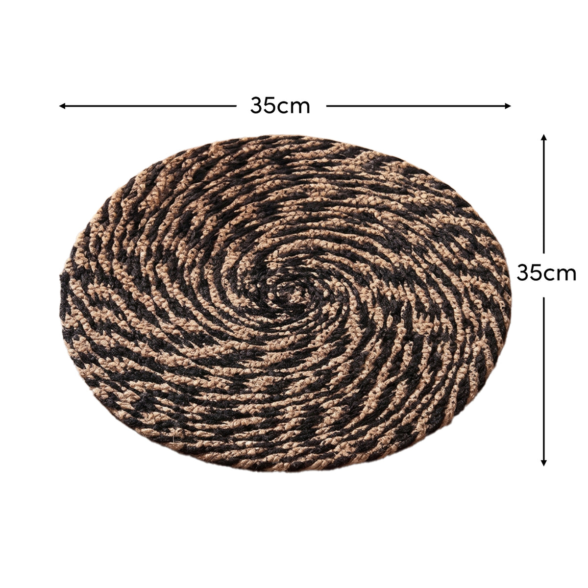 Satara 35cm Round Jute Placemats - Set of 4 - Whitewash & Black Marl