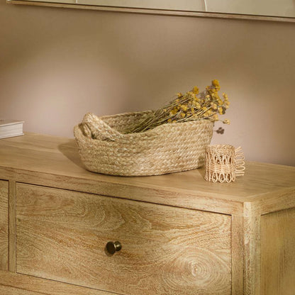 Satara 22x30cm Oval Jute Basket - Whitewash - Laura James 