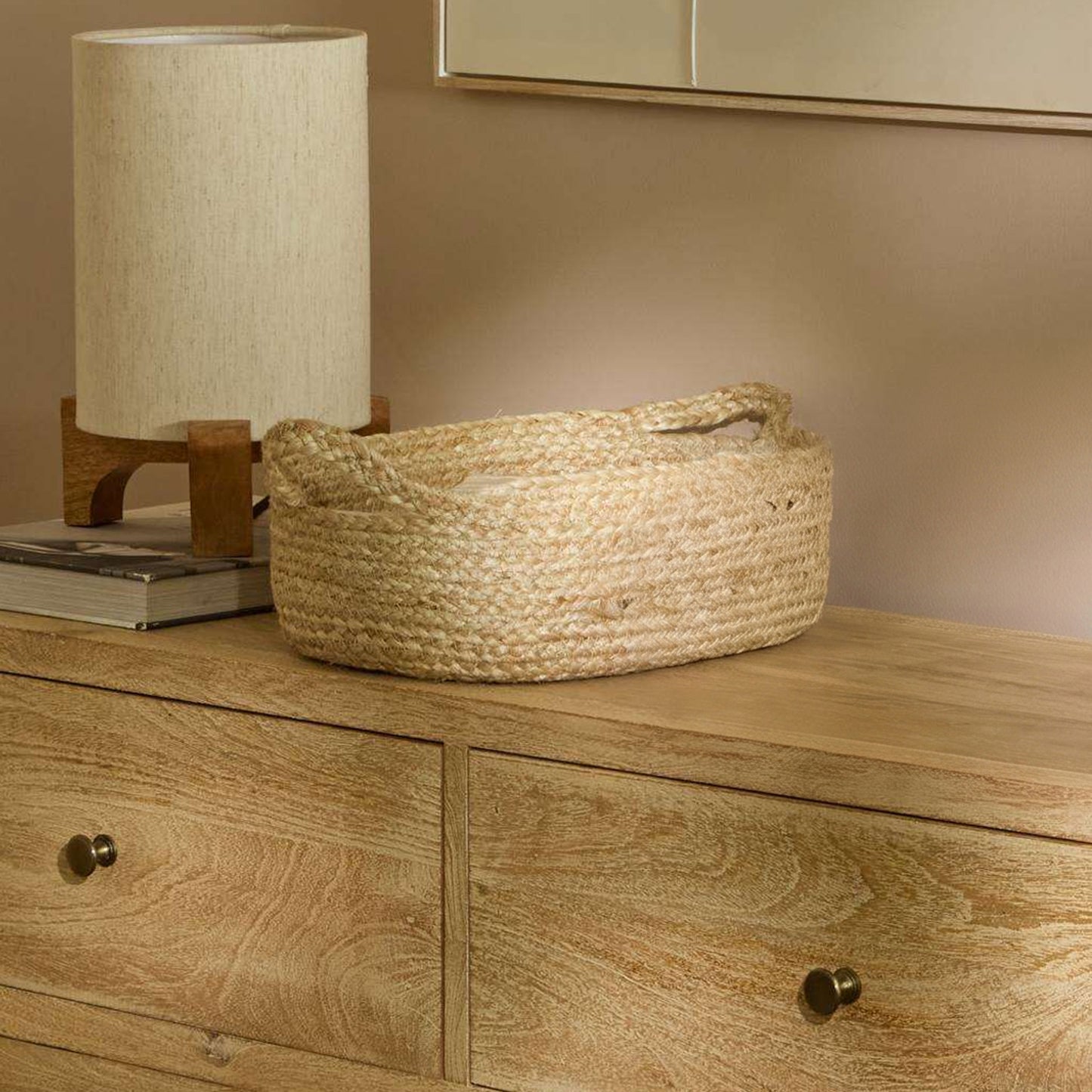 Satara 26x35cm Oval Jute Basket - Whitewash - Laura James 