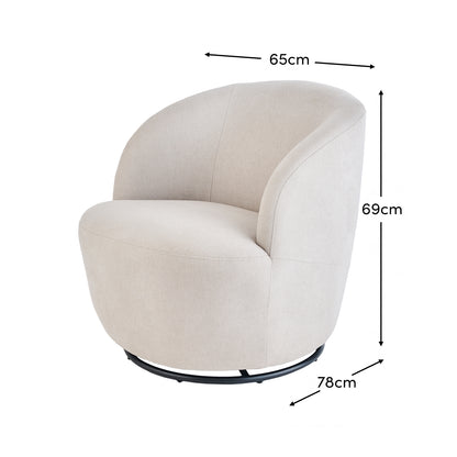 Sawyer 68cm Swivel Armchair - Soft Beige - Laura James