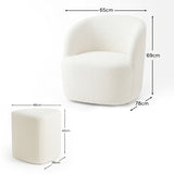 Sawyer 68cm Swivel Armchair & Alder 45cm Footstool - Oyster White - Laura James