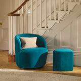 Sawyer 68cm Swivel Armchair & Alder 45cm Footstool - Deep Teal - Laura James