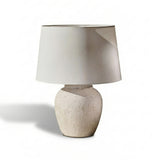 Selham 30cm Rustic White Ceramic Lamp Base & Coningsby Snow White Cotton Lampshade - 35cm - Laura James 