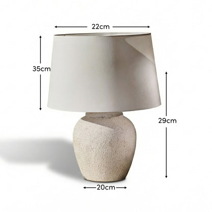 Selham 30cm Rustic White Ceramic Lamp Base & Coningsby Snow White Cotton Lampshade - 35cm