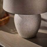Selham 30cm Ceramic Lamp Base - Rustic White with Coningsby 35cm Cotton Lamp Shade - Taupe - Laura James