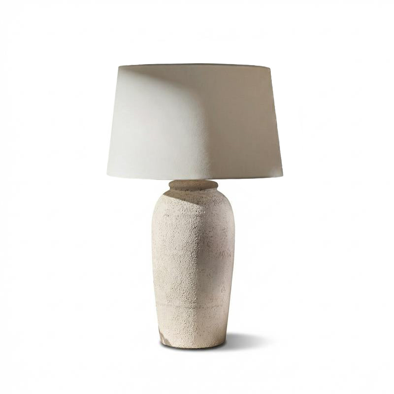 Selham 47cm Rustic White Ceramic Lamp Base & Coningsby Snow White Cotton Lampshade - 40cm - Laura James 
