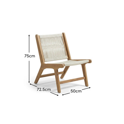 Seren White Acacia Occasional Garden Chair - Beige Rope - Laura James
