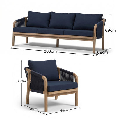 Shiro 5 Seater Garden Sofa - Navy