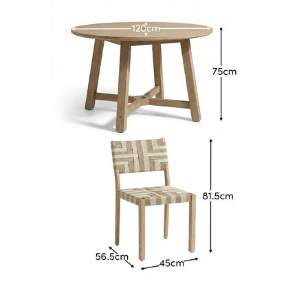 Shiro 4 Seater Round Wooden Garden Dining Set with Saffron Natural/Beige Dining Chairs - Laura James