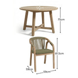 Shiro 4 Seater Round Wooden Garden Dining Set with Shiro Green Rope Dining Chairs - 120cm - Laura James