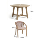 Shiro 4 Seater Round Wooden Garden Dining Set with Shiro Pink Rope Dining Chairs - 120cm - Laura James