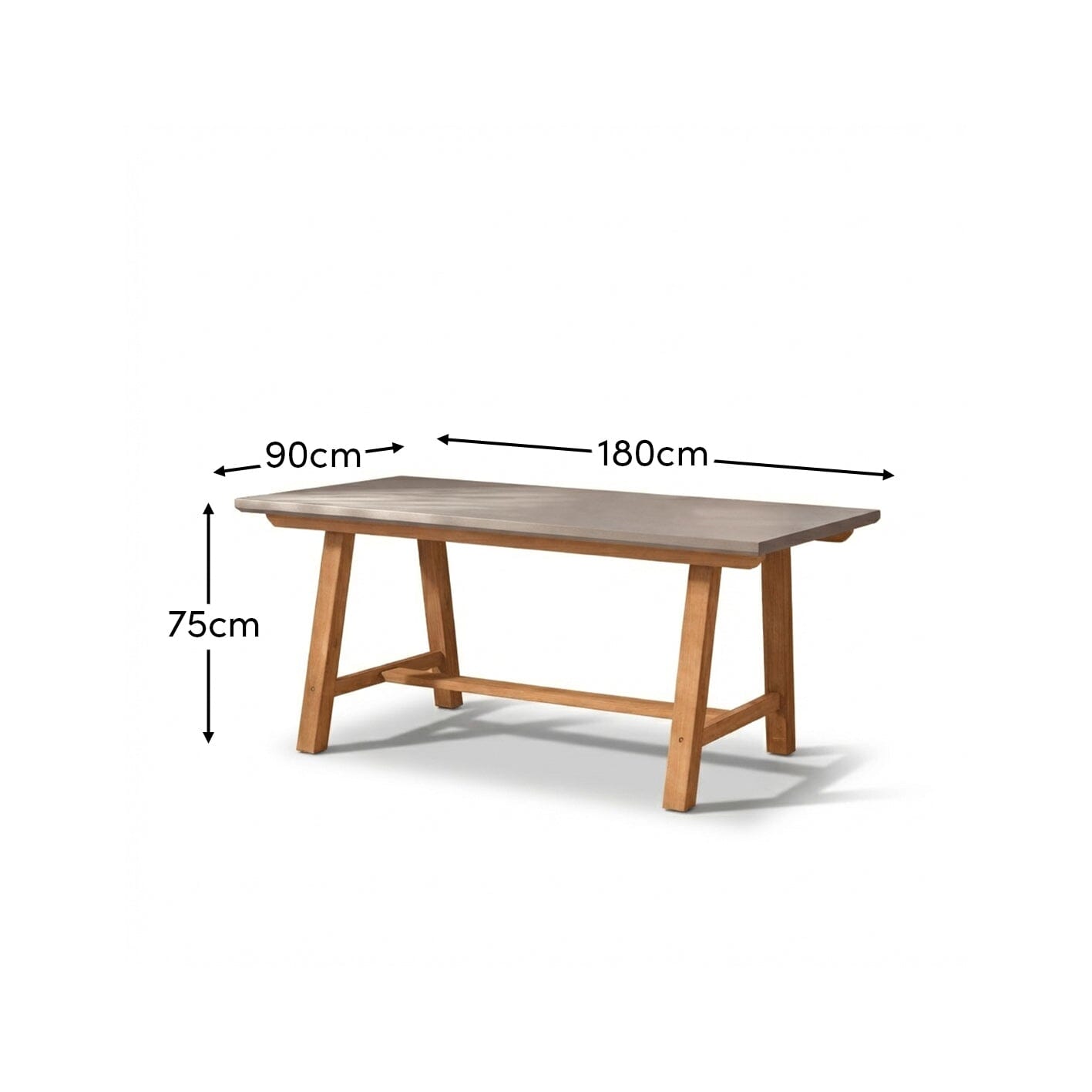 Shiro Brushed Light Acacia Garden Dining Table - Pale Grey Concrete - Laura James