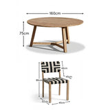 Shiro 6 Seater Round Wooden Garden Dining Set with Saffron Dining Chairs - Black/Beige - Laura James