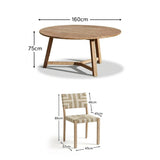 Shiro 6 Seater Round Wooden Garden Dining Set with Saffron Dining Chairs - Natural/Beige - Laura James