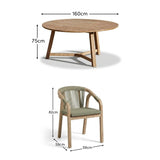 Shiro 6 Seater Round Wooden Garden Dining Set with Shiro Green Rope Dining Chairs - 160cm - Laura James