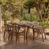 Shiro Dove Grey Concrete Dining Table Set - 6 Seater - Shiro Beige Rope Dining Chairs