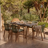 Shiro Dove Grey Concrete Dining Table Set - 6 Seater - Shiro Green Rope Dining Chairs