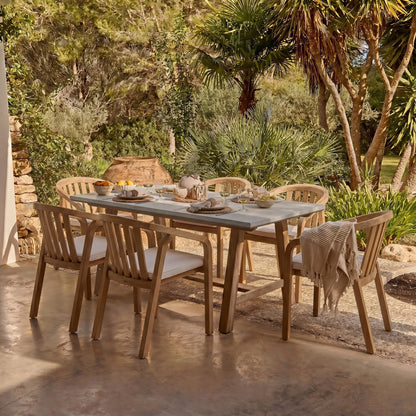 Shiro Pale Grey Concrete Dining Table Set - 6 Seater - Shiro Dining Chairs