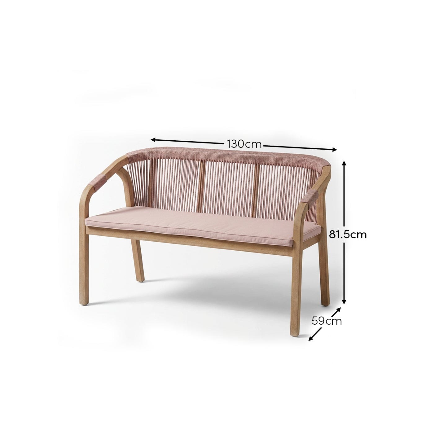 Shiro Wooden Garden Bench - Pink - Laura James