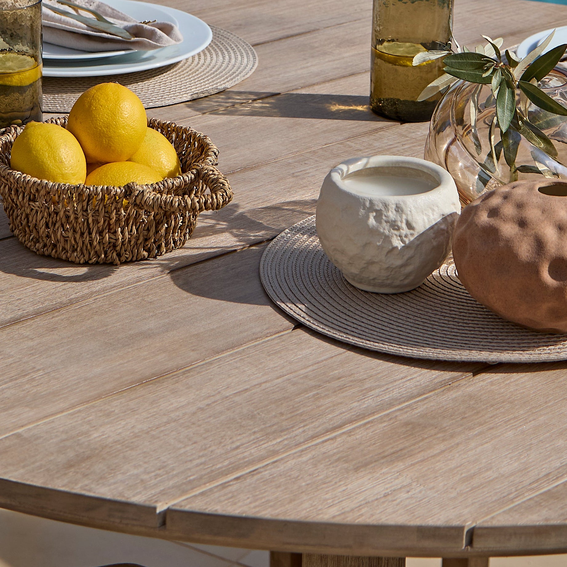 Shiro 4 Seater Round Wooden Garden Dining Set with Shiro Dining Chairs - 120cm - Laura James