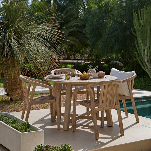 Shiro 4 Seater Round Wooden Garden Dining Set with Shiro Dining Chairs - 120cm - Laura James