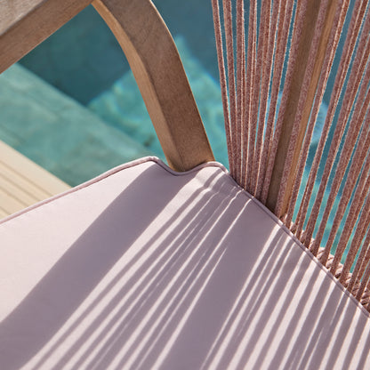 Shiro 4 Seater Round Wooden Garden Dining Set with Shiro Pink Rope Dining Chairs - 120cm - Laura James