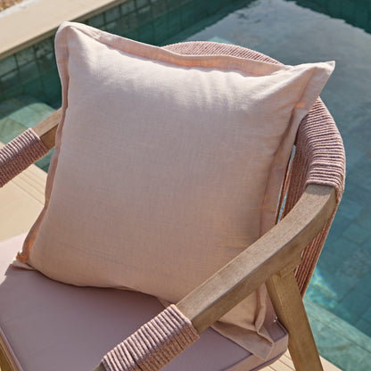 Shiro 4 Seater Round Wooden Garden Dining Set with Shiro Pink Rope Dining Chairs - 120cm - Laura James