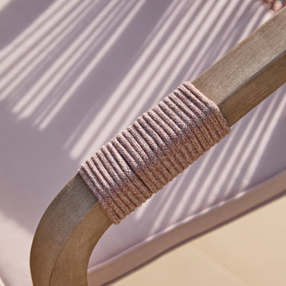 Shiro 4 Seater Round Wooden Garden Dining Set with Shiro Pink Rope Dining Chairs - 120cm - Laura James