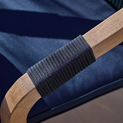 Shiro 4 Seater Round Wooden Garden Dining Set with Shiro Navy Rope Dining Chairs - 120cm - Laura James