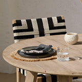 Shiro 4 Seater Round Wooden Garden Dining Set with Saffron Black/Beige Dining Chairs - Laura James