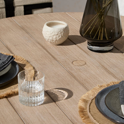 Shiro 4 Seater Round Wooden Garden Dining Set with Saffron Black/Beige Dining Chairs - Laura James