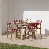 Shiro 4 Seater Round Wooden Garden Dining Set with Saffron Paprika/Beige Dining Chairs - Laura James