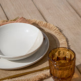 Shiro 4 Seater Round Wooden Garden Dining Set with Saffron Paprika/Beige Dining Chairs - Laura James