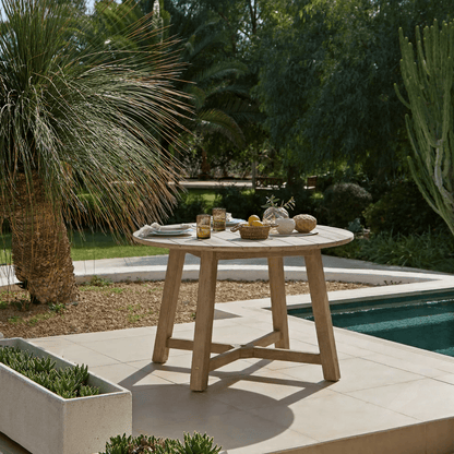 Shiro Round Garden Table - Brushed Light Acacia - Laura James