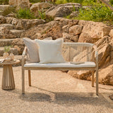 Shiro Wooden Garden Bench - Beige Rope - Laura James
