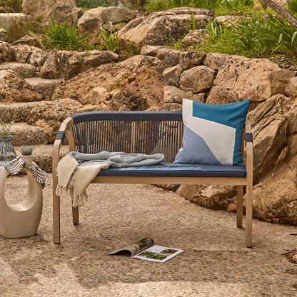 Shiro Wooden Garden Bench - Navy Rope - Laura James