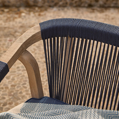Shiro Wooden Garden Bench - Navy Rope - Laura James