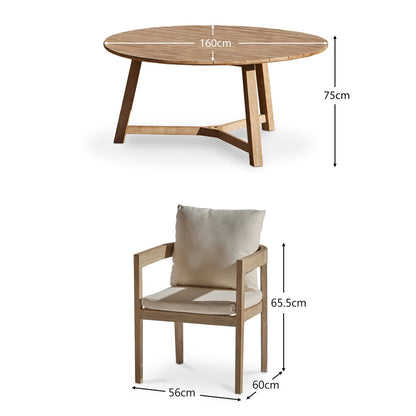 Shiro 6 Seater Wooden Garden Dining Set with 6 Imani Chairs - Whitewash - Laura James 