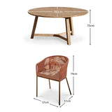 Shiro Wooden Round Dining Table Set with Hali Rope Chair - Clay Pink - Laura James
