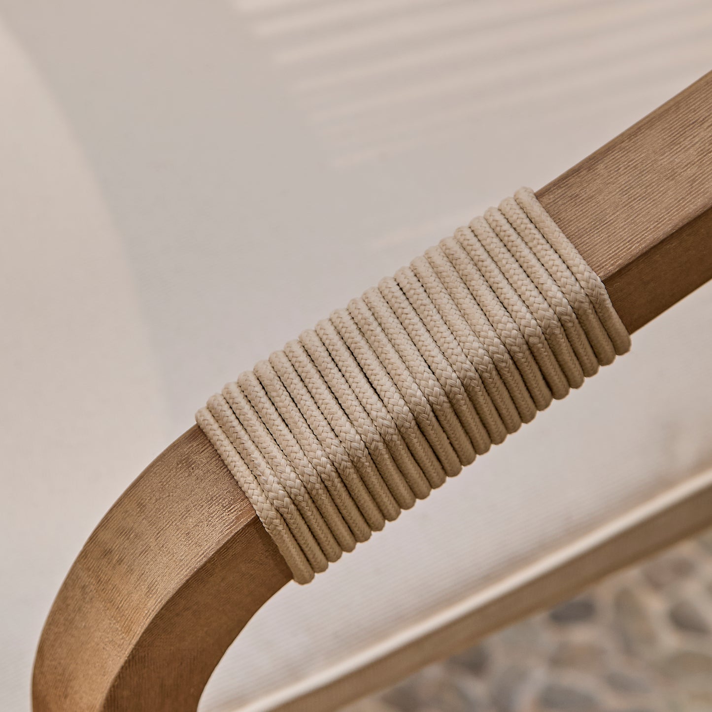 Shiro 6 Seater Wooden Garden Dining Set with 2 Shiro Benches & 2 Shiro Chairs - Beige Rope - Laura James